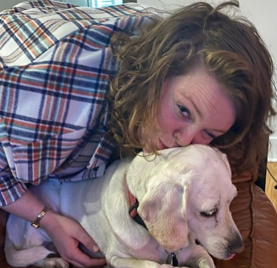 Grace Kuhlenschmidt with her pet dog