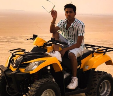 Rahul Abburi on his desert bike