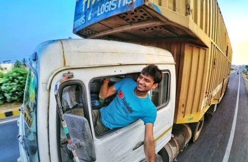 Deepanshu Sangwan traveling in a truck