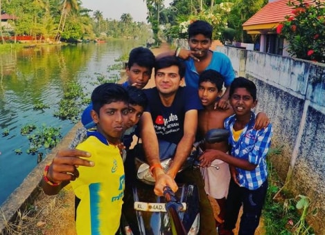Deepanshu Sangwan with some Indian boys