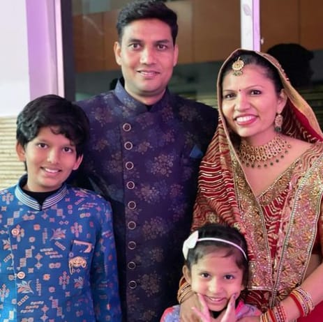 Kabita Singh with her husband and kids
