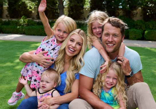 Kelly Stafford with her husband Matthew Stafford and 4 daughters