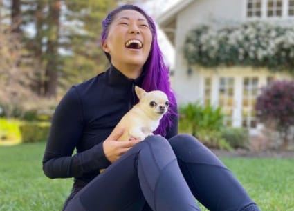 Mari Takahashi with her pet dog