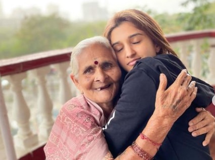 Nidhi Shah hugging her granny (Nani)