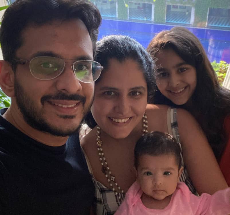 Aman Gupta with his wife and daughters