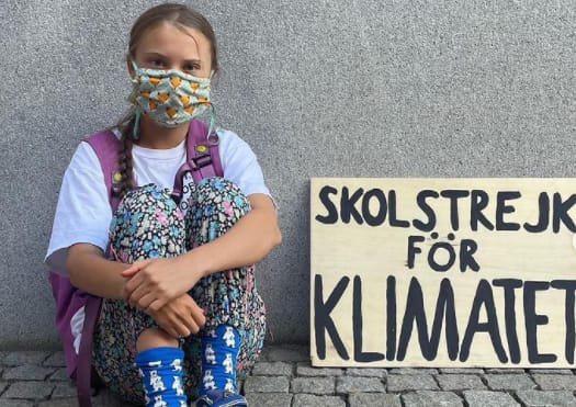 Greta Thunberg protesting against climate change