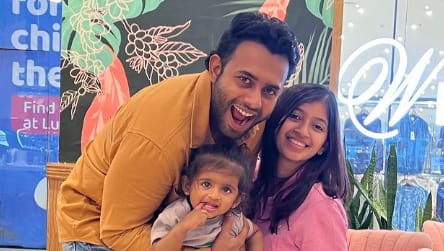 Arjun Ashokan with his daughters