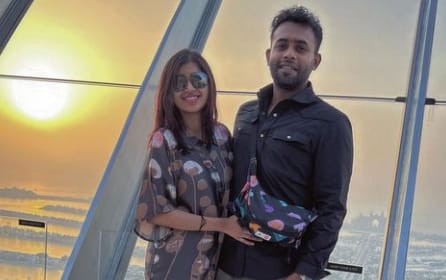 Arjun Ashokan spending a quality time with his wife at a scenic place