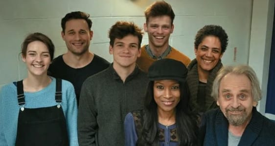 Connor Calland with the cast of ''Throwback''