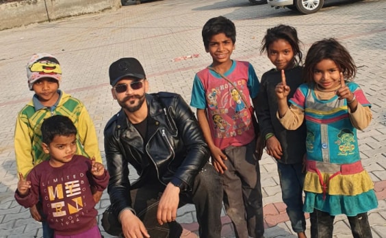 Gurneet Dosanjh with street kids