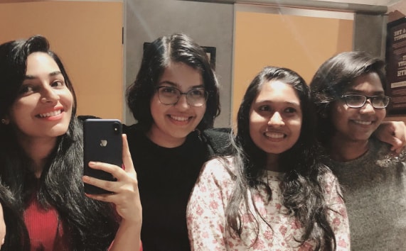 Rajisha Vijayan with her school friends