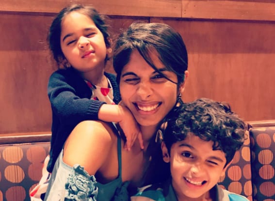 Sheena Melwani with her kids
