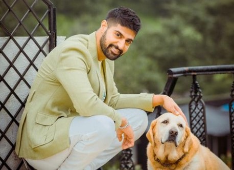 Tanuj Virwani with his pet dog