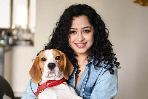 Apsara Rani with her pet dog