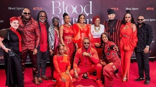 Gabriel Afolayan with the cast of ''Blood Sisters''