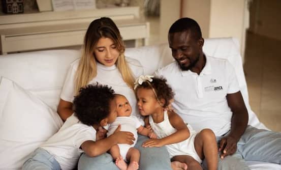 Ike Amadi with his children and wife 