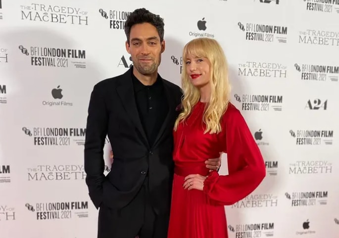 Alex Hassell is with his wife Emma king
