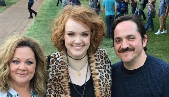 Ben Falcone with his wife and Sierra Burgess