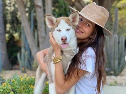 Camila Morrone with her pet dog
