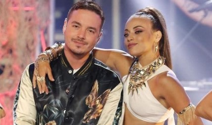 Catherine Castro with Colombian singer J Balvin