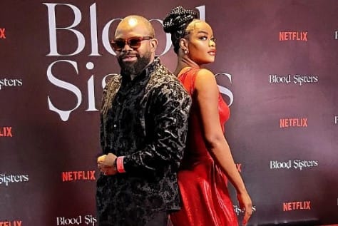 Kehinde Bankole with ''Blood Sisters actor Gabriel Afolayan