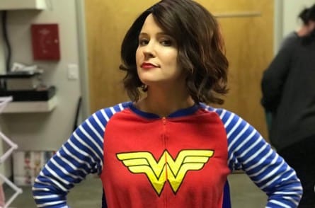 Kelly O'Sullivan in a superhero costume