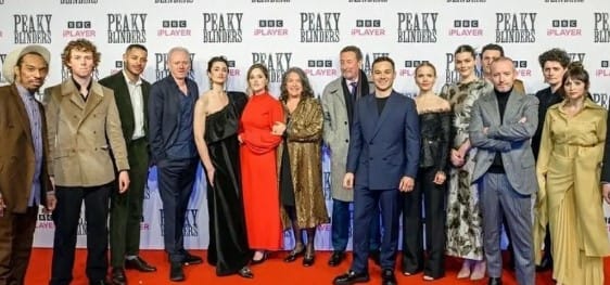 Natasha O'Keeffe with the casts of ''Peaky Blinders''
