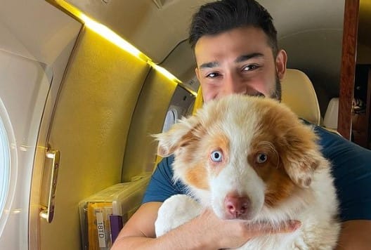 Sam Asghari with his pet dog