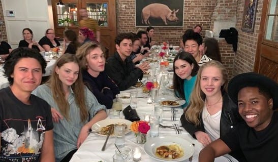 Sofia Vassilieva with other celebrities doing dinner
