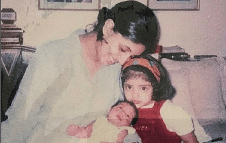 Childhood pic of Navya Naveli Nanda with her mom and brother
