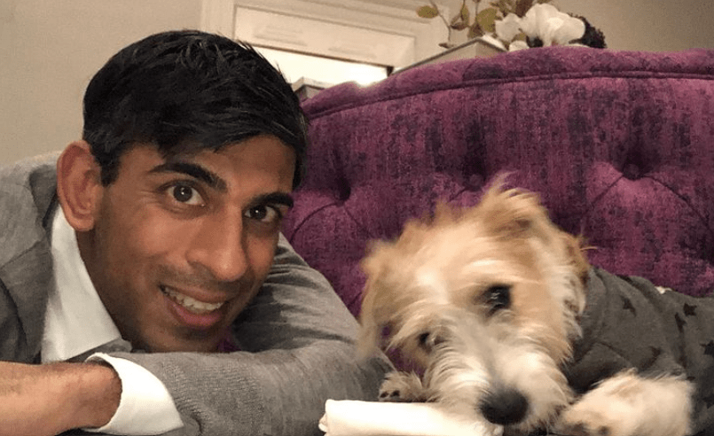 Rishi Sunak with his pet dog