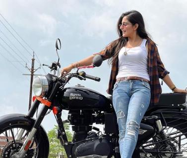 Kritika Sharma with her bike.
