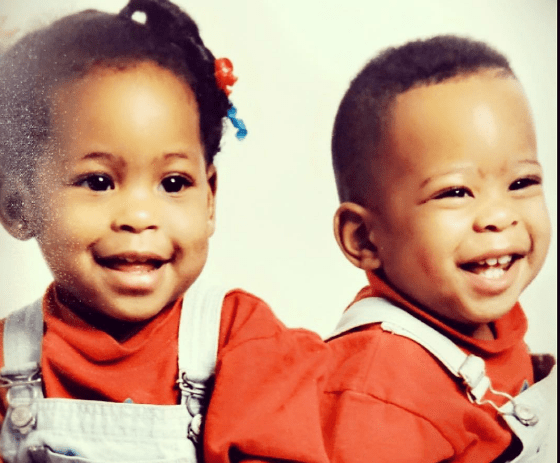 Childhood pic of Carla Jeffery with her twin brother