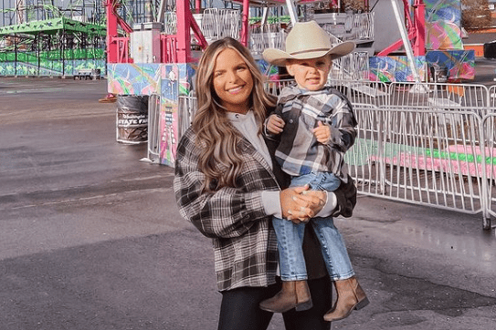 Casey Holmes with her son