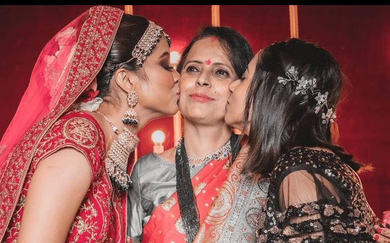 Keshavi Chhetri with her mom and sister