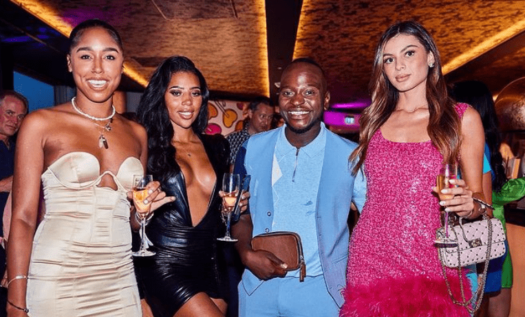 Afia Tonkmor with three other contestants of the ''Love Island'' season 8 attending its finale