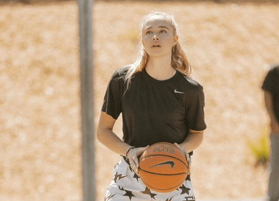Mia Mastrov playing basketball