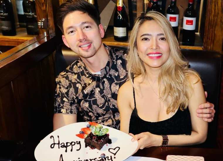 Valerie Garcia with her husband celebrating their wedding anniversary