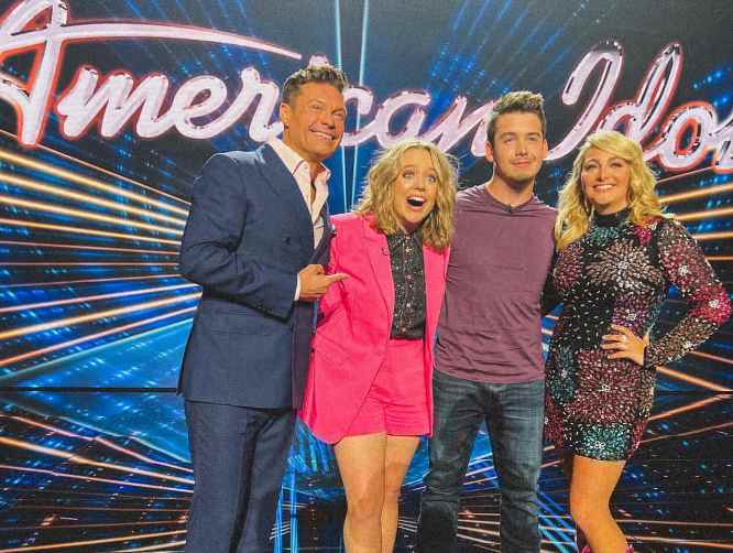 Ryan Seacrest with the hosts of the ''American Idol''