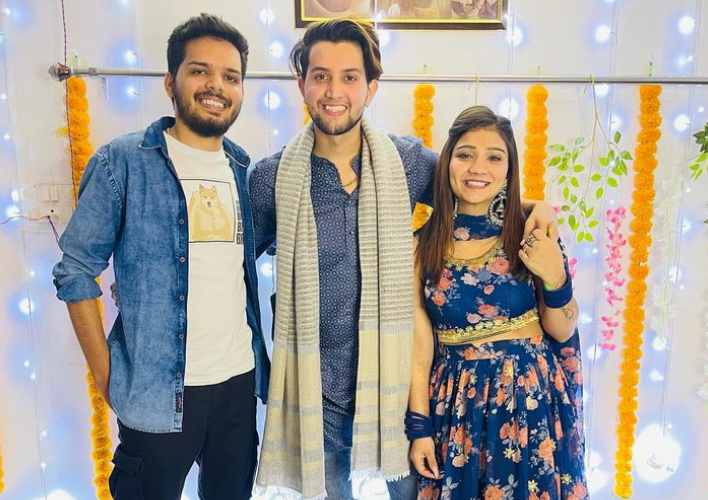Lakshay Chaudhary with two other Youtubers