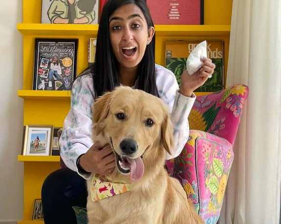Priti Malik with her pet dog
