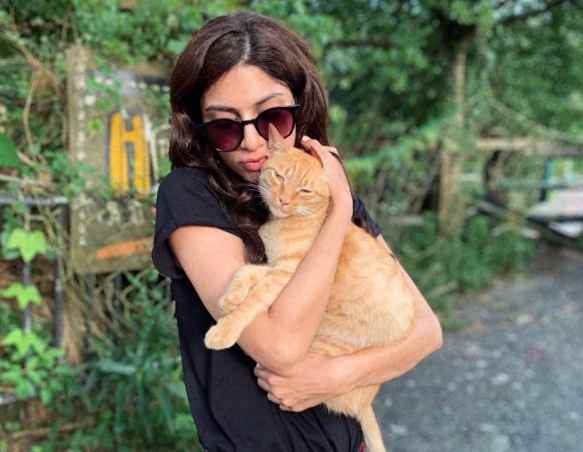 Sapna Pabbi with her pet cat