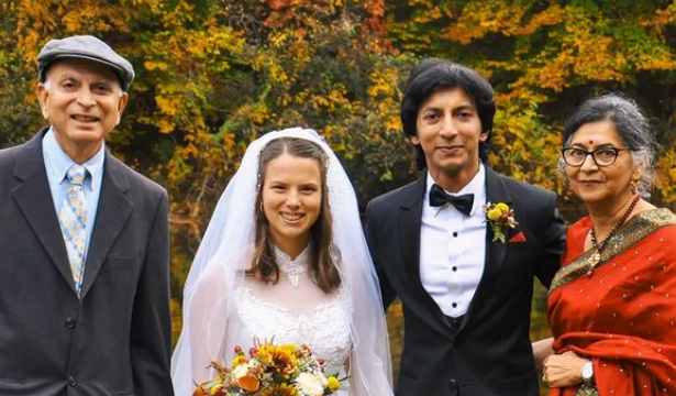 Anshuman Jha with his wife and parents