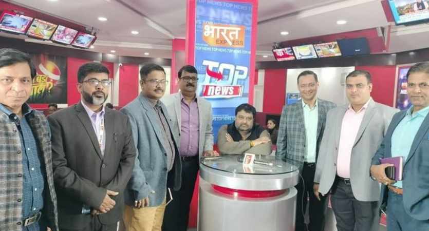 Deepak Chaurasia with fellow news anchors