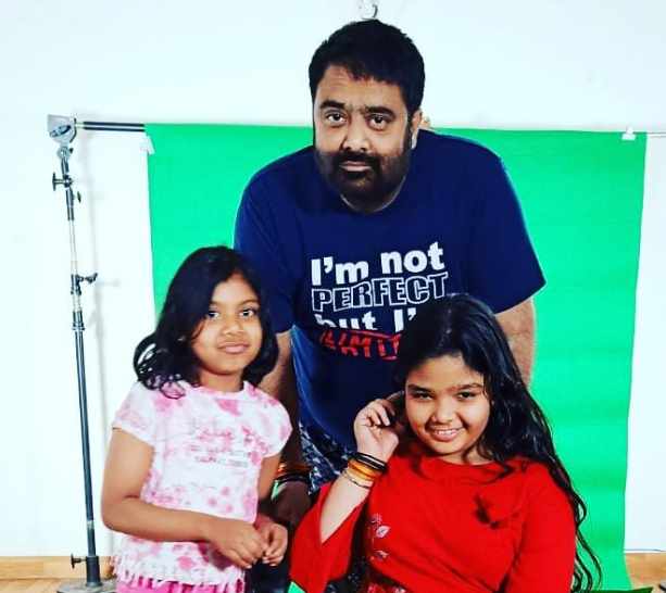 Deepak Chaurasia with his daughters