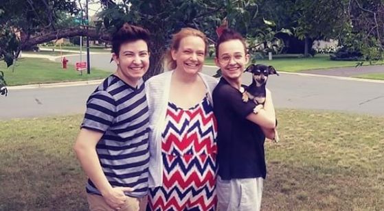 Justin Blake with his mother and twin brother Danny