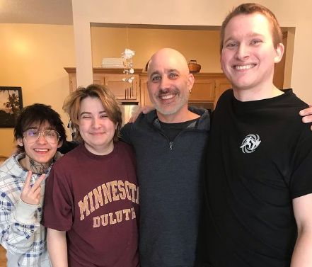 Justin Blake with his father and brothers