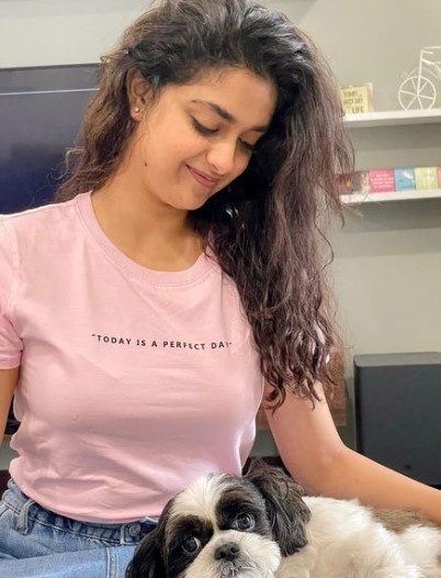 Keerthy Suresh with her pet dog