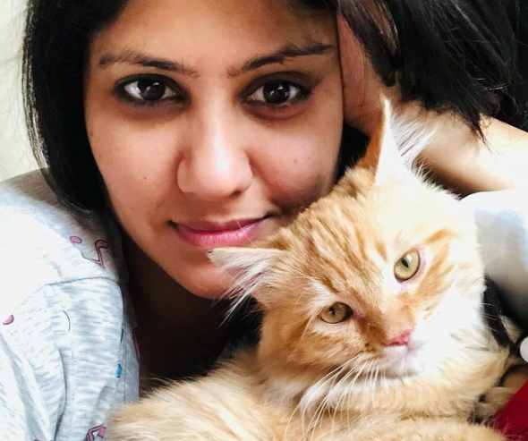 Kumkum Binwal with her pet cat
