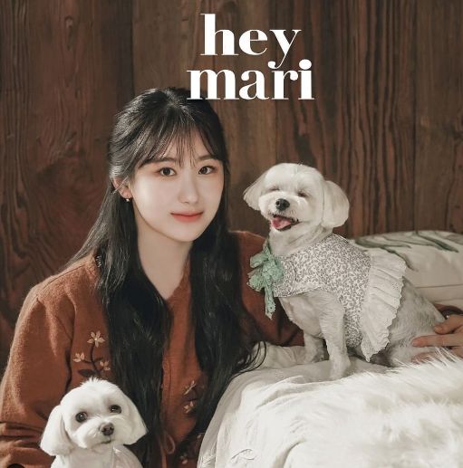 Lee Chaeyeon with her dogs Chaeri and Chaeso